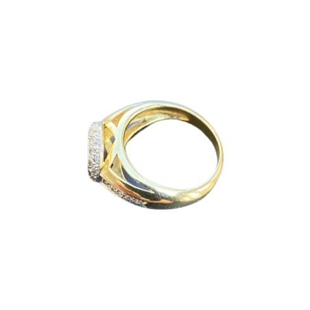 BAGUE JONC ÉMERAUDE ET DIAMANTS EN OR 18K