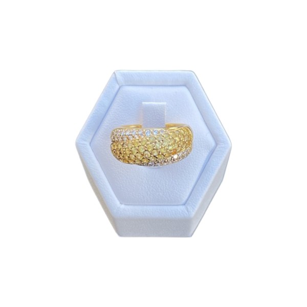 BAGUE JONC SAPHIRS JAUNES, CITRINES ET DIAMANTS EN OR 18K