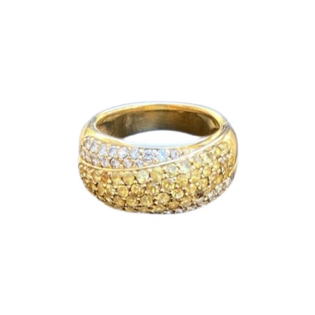 BAGUE JONC SAPHIRS JAUNES, CITRINES ET DIAMANTS EN OR 18K