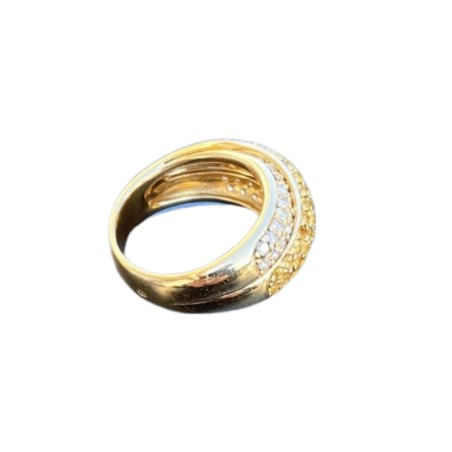 BAGUE JONC SAPHIRS JAUNES, CITRINES ET DIAMANTS EN OR 18K