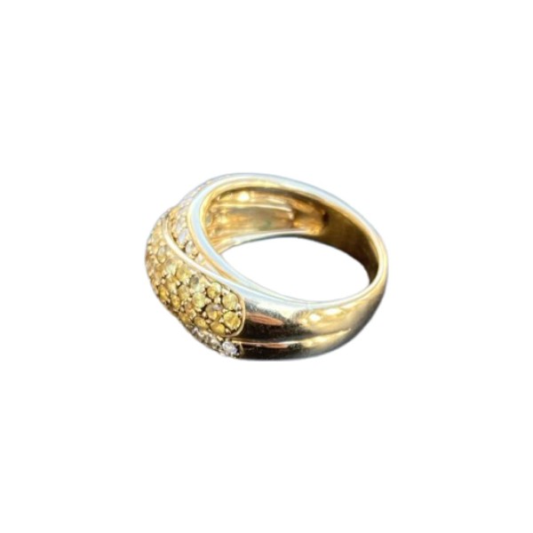 BAGUE JONC SAPHIRS JAUNES, CITRINES ET DIAMANTS EN OR 18K