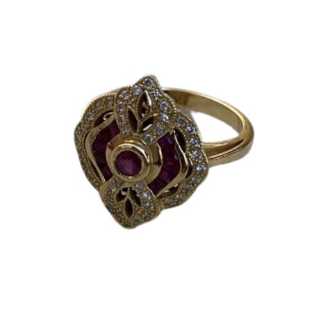 BAGUE RUBIS ET DIAMANTS EN OR 18K