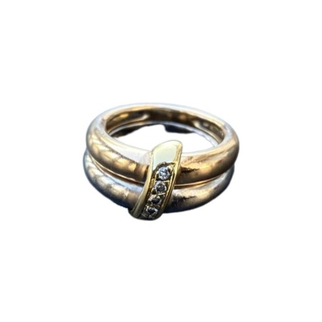 BAGUE 2 ANNEAUX DIAMANTS EN OR 18K