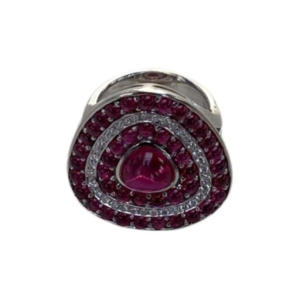 BAGUE RUBIS ET DIAMANTS EN OR 18K PELLEGRIN ET FILS