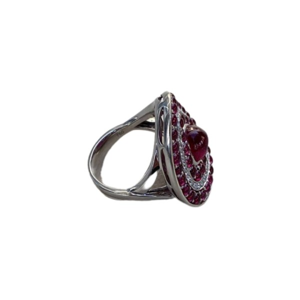 BAGUE RUBIS ET DIAMANTS EN OR 18K PELLEGRIN ET FILS