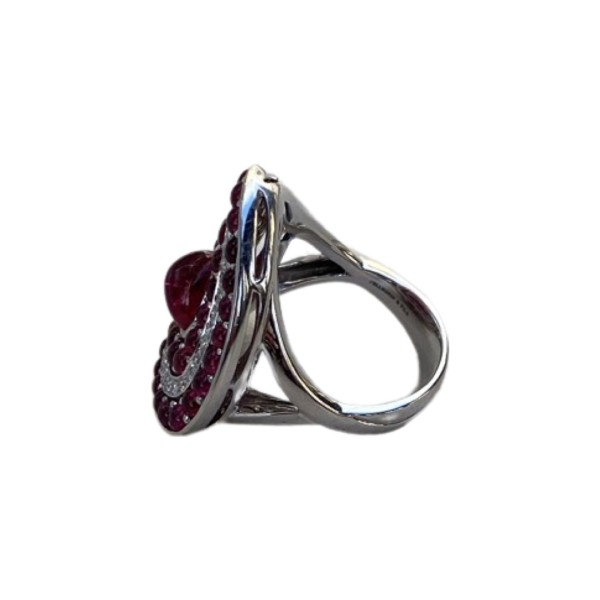 BAGUE RUBIS ET DIAMANTS EN OR 18K PELLEGRIN ET FILS