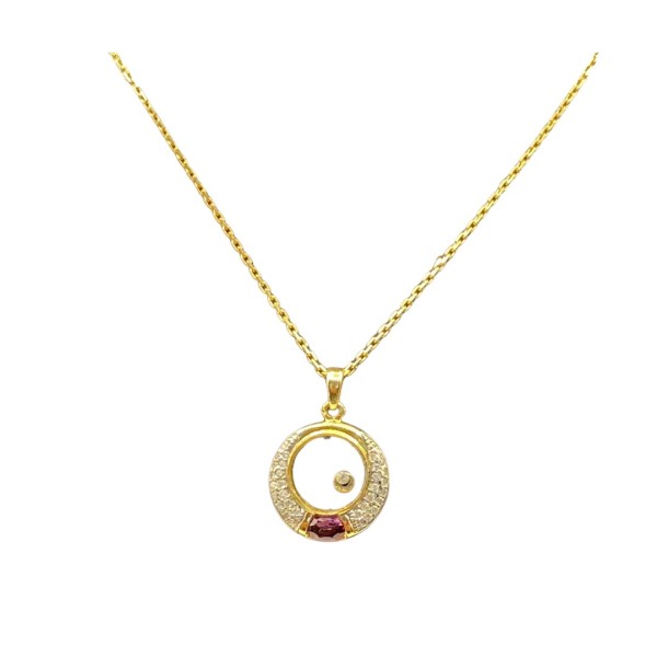 CHAÎNE ET PENDENTIF AMÉTHYSTE DIAMANTS EN OR 18K