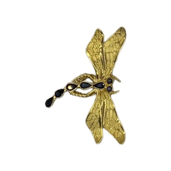 BROCHE LIBELLULE SAPHIRS EN OR 18K