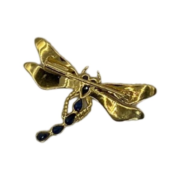 BROCHE LIBELLULE SAPHIRS EN OR 18K