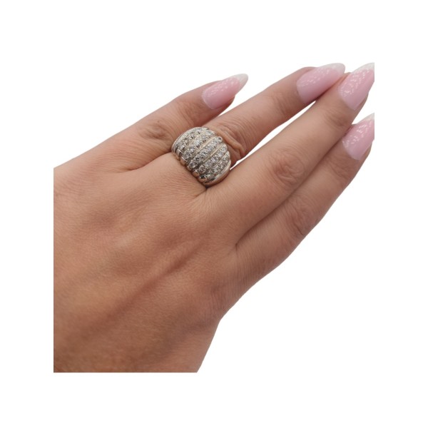 BAGUE JONC BOMBÉ DIAMANTS EN OR 18K