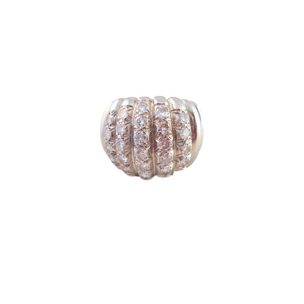 BAGUE JONC BOMBÉ DIAMANTS EN OR 18K