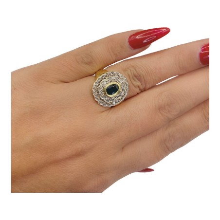 BAGUE OVALE SAPHIR ET DIAMANTS EN OR 18K