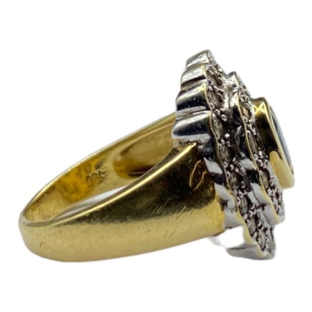 BAGUE OVALE SAPHIR ET DIAMANTS EN OR 18K