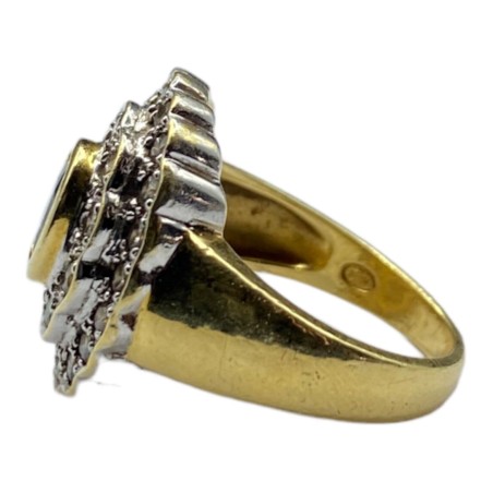 BAGUE OVALE SAPHIR ET DIAMANTS EN OR 18K