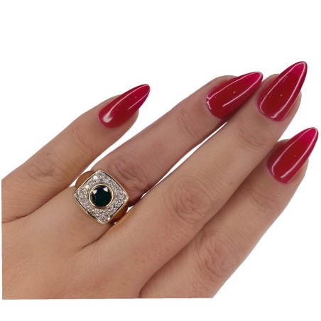 BAGUE RECTANGULAIRE SAPHIR ET DIAMANTS EN OR 18K