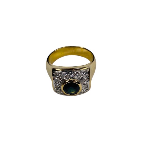 BAGUE RECTANGULAIRE SAPHIR ET DIAMANTS EN OR 18K