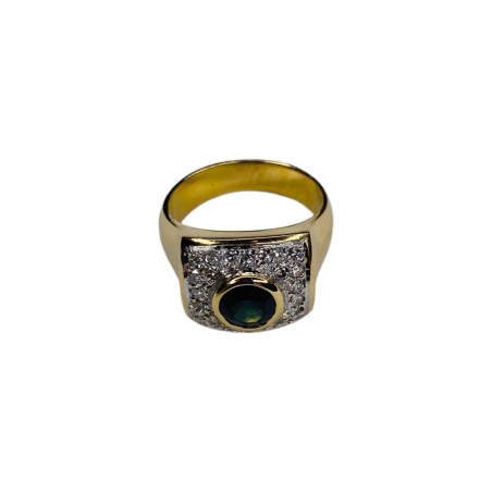 BAGUE RECTANGULAIRE SAPHIR ET DIAMANTS EN OR 18K