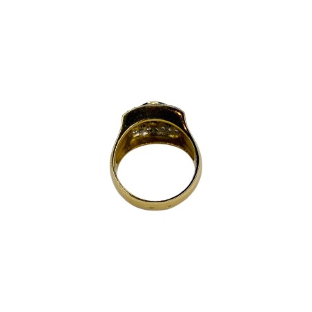 BAGUE RECTANGULAIRE SAPHIR ET DIAMANTS EN OR 18K