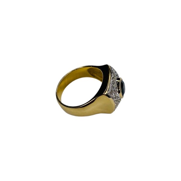 BAGUE RECTANGULAIRE SAPHIR ET DIAMANTS EN OR 18K