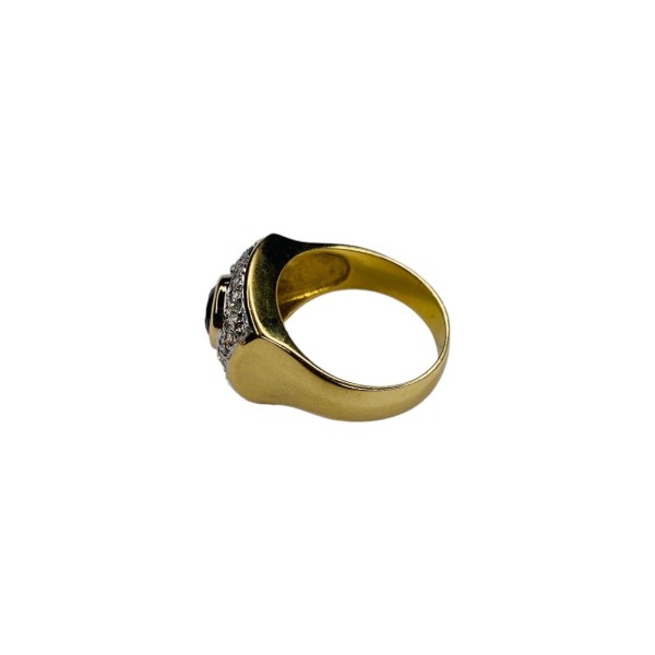 BAGUE RECTANGULAIRE SAPHIR ET DIAMANTS EN OR 18K