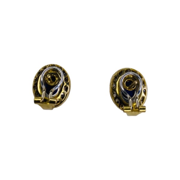 PAIRE DE CLIPS D'OREILLES SAPHIR ET DIAMANTS EN OR 18K