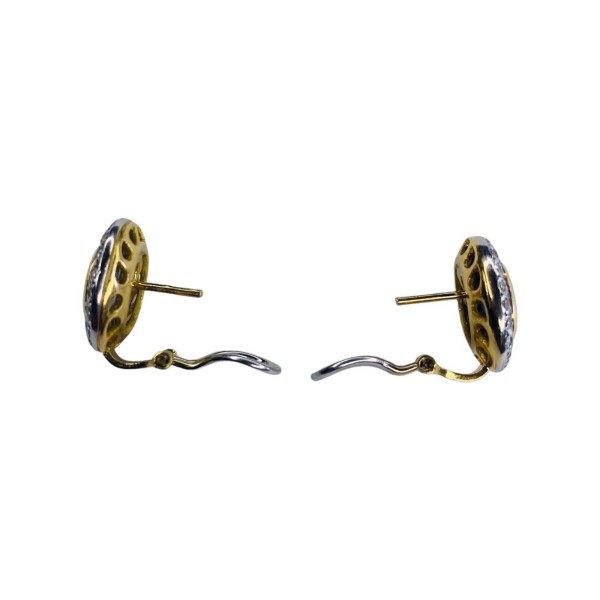 PAIRE DE CLIPS D'OREILLES SAPHIR ET DIAMANTS EN OR 18K