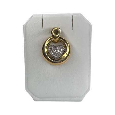 PENDENTIF ROND COEUR DIAMANTS EN OR 18K