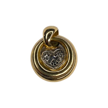 PENDENTIF ROND COEUR DIAMANTS EN OR 18K