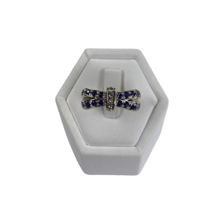 BAGUE NOEUD PAPILLON SAPHIRS DIAMANTS EN OR 18K