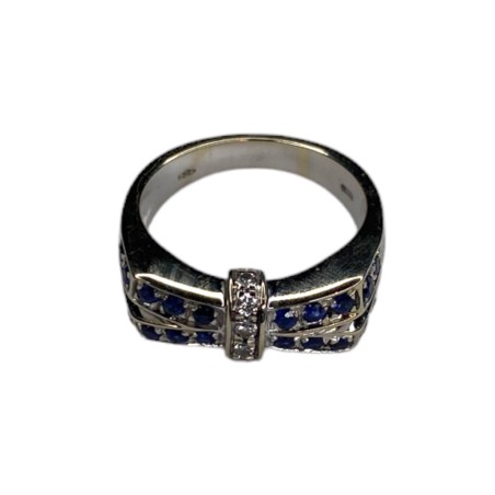 BAGUE NOEUD PAPILLON SAPHIRS DIAMANTS EN OR 18K