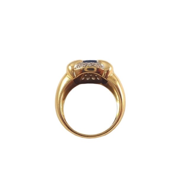 BAGUE SAPHIR ET DIAMANTS EN OR 18K