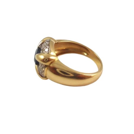 BAGUE SAPHIR ET DIAMANTS EN OR 18K