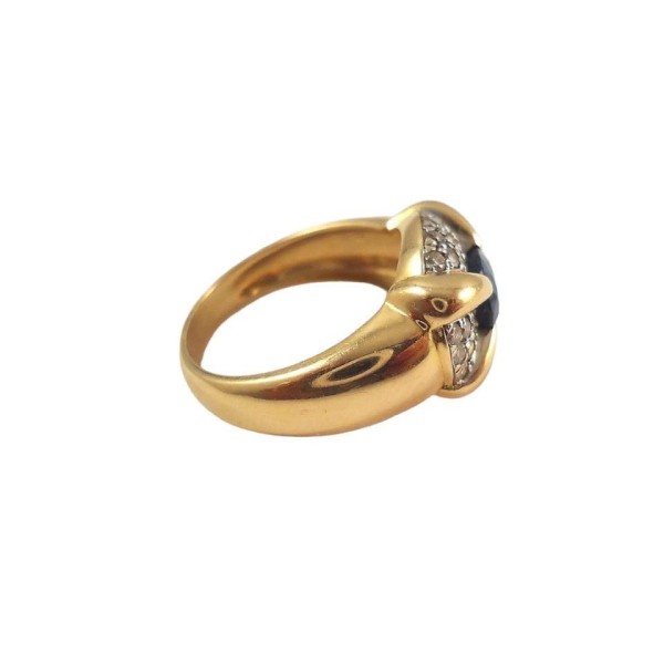 BAGUE SAPHIR ET DIAMANTS EN OR 18K