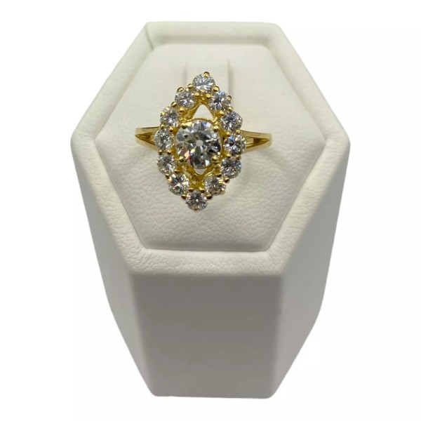 BAGUE NAVETTE DIAMANTS EN OR 18K