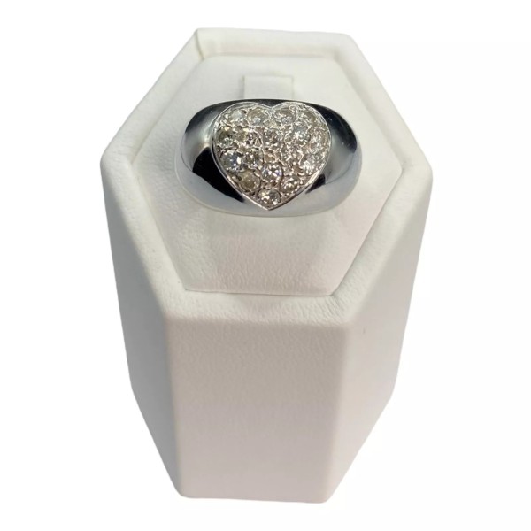 BAGUE JONC BOMBÉ COEUR DIAMANTS EN OR 18K