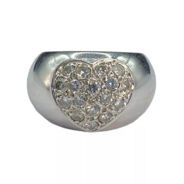 BAGUE JONC BOMBÉ COEUR DIAMANTS EN OR 18K