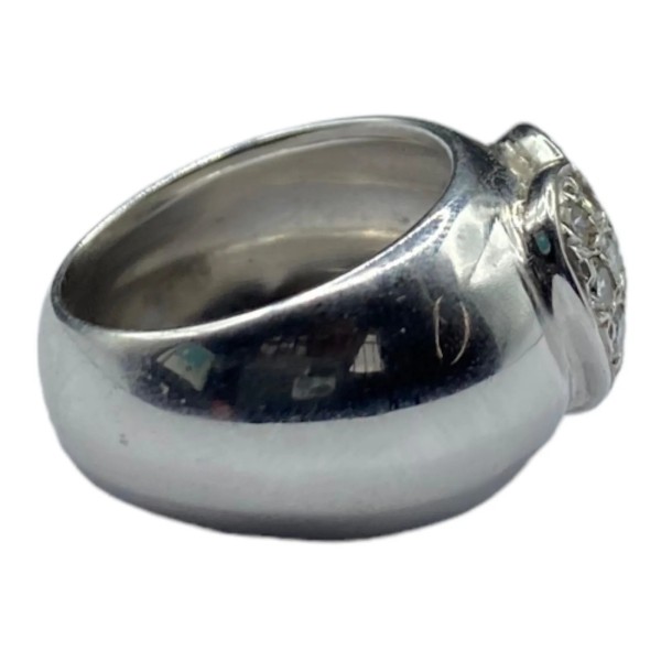 BAGUE JONC BOMBÉ COEUR DIAMANTS EN OR 18K