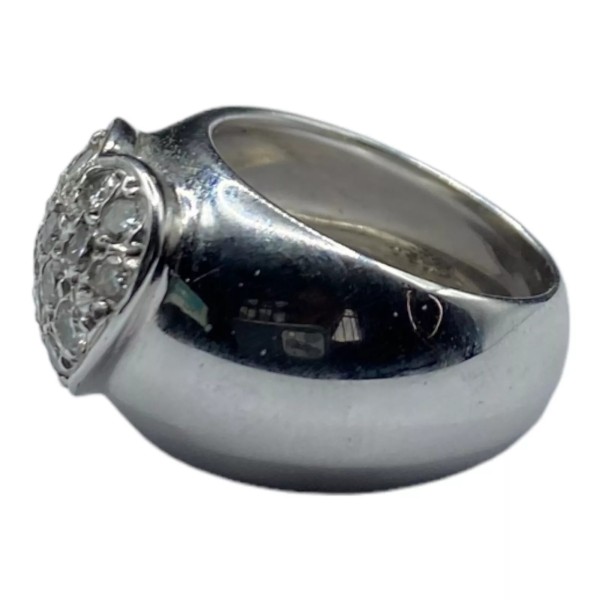 BAGUE JONC BOMBÉ COEUR DIAMANTS EN OR 18K