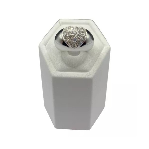 BAGUE JONC BOMBÉ COEUR DIAMANTS EN OR 18K