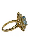 BAGUE FLEUR AIGUE MARINE ET DIAMANTS EN OR 18K