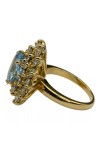 BAGUE FLEUR AIGUE MARINE ET DIAMANTS EN OR 18K