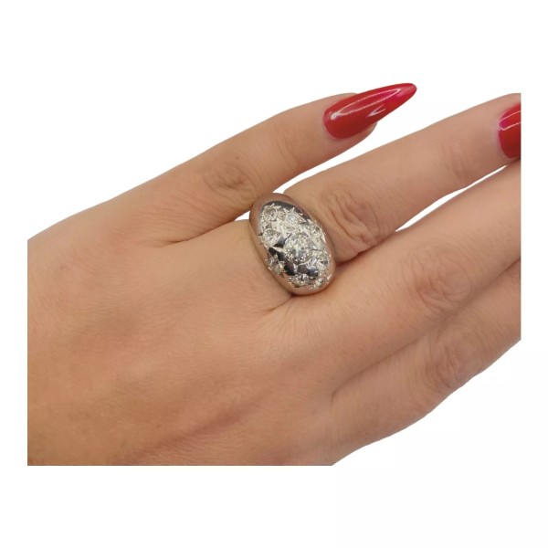 BAGUE JONC BOMBÉ DIAMANTS EN OR 18K