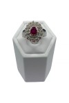 BAGUE OVALE RUBIS ET DIAMANTS EN OR 18K