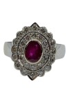 BAGUE OVALE RUBIS ET DIAMANTS EN OR 18K