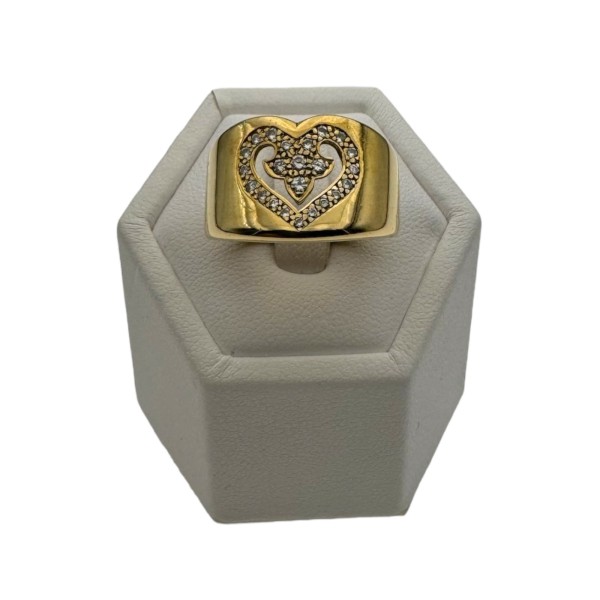 BAGUE JONC COEUR DIAMANTS EN OR 18K