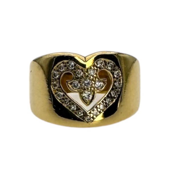 BAGUE JONC COEUR DIAMANTS EN OR 18K