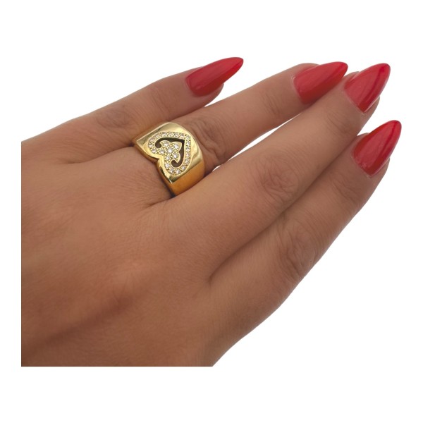 BAGUE JONC COEUR DIAMANTS EN OR 18K