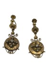 PAIRE DE PENDANTS ANCIENS PERLES ET DIAMANTS EN OR 18K