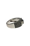 BAGUE GUY LAROCHE DIAMANTS BLANCS ET NOIRS EN OR 18K