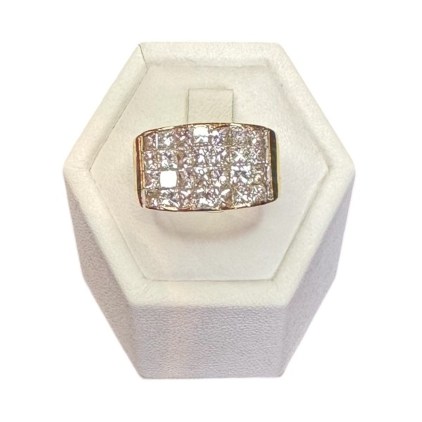 BAGUE JONC DIAMANTS TAILLE PRINCESSE  EN OR 18K